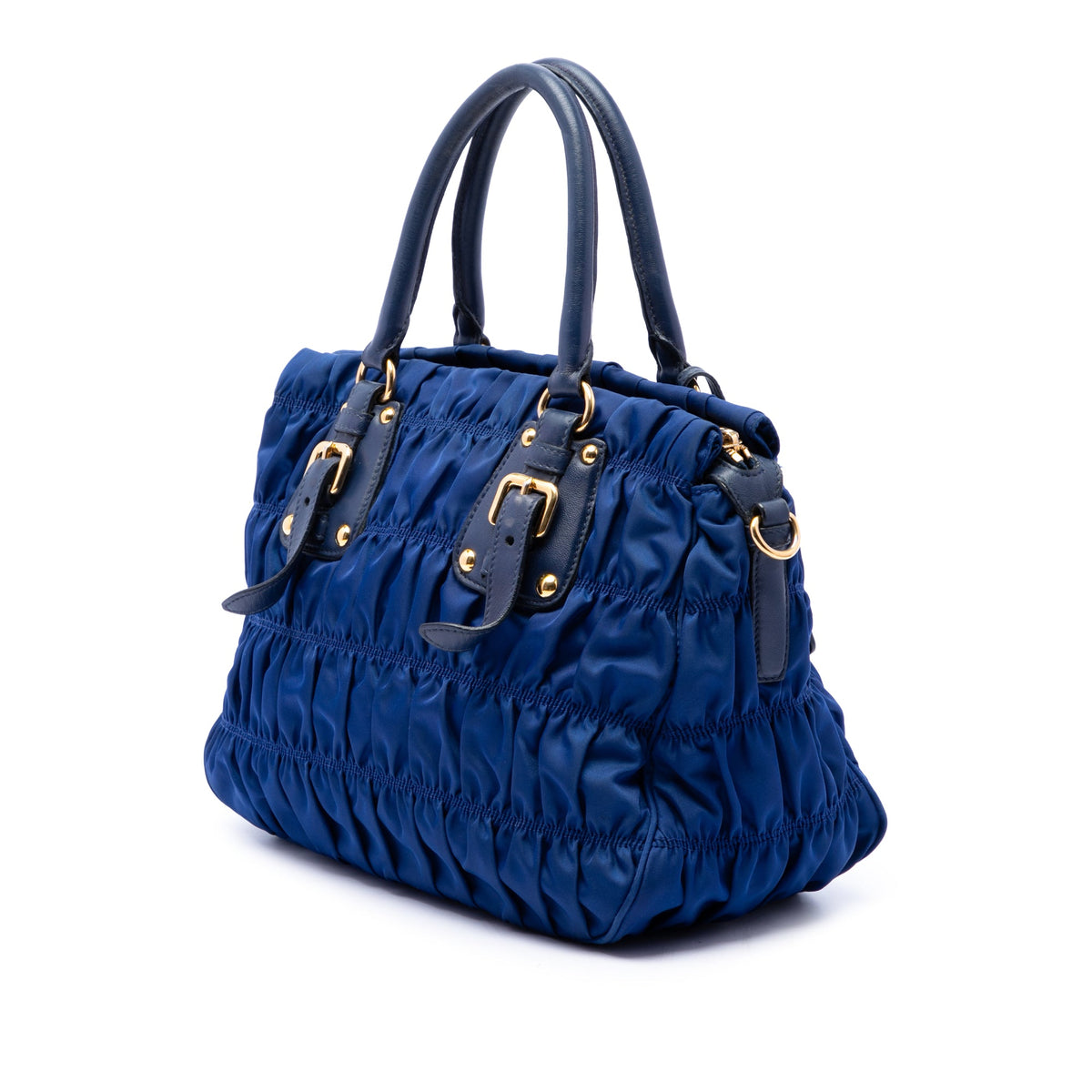 Prada Tessuto Gaufre Satchel — Blue
