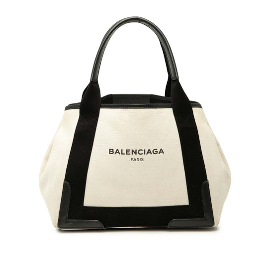 Balenciaga Canvas Navy Cabas Tote S