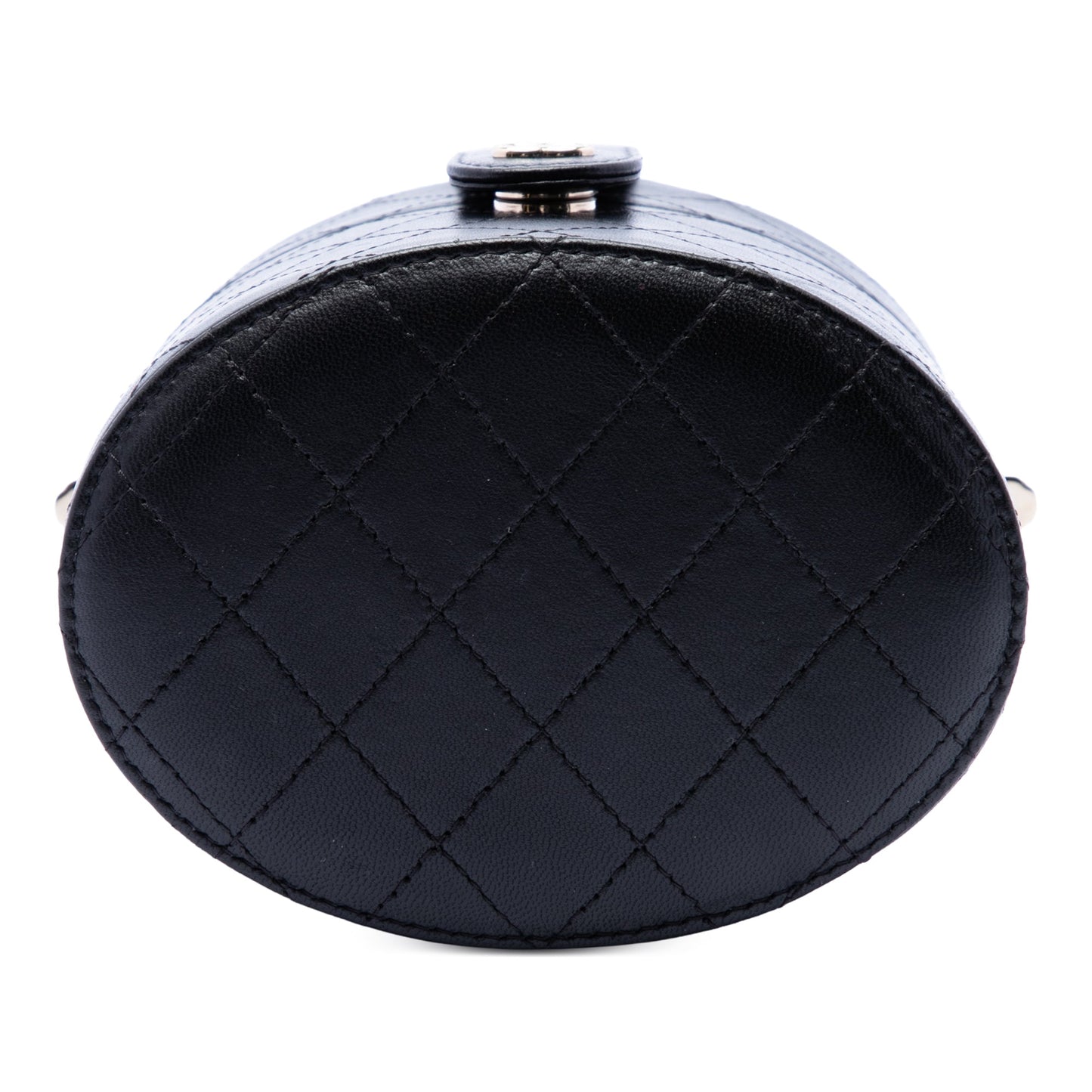 Chanel CC Quilted Lambskin Round Vanity Clutch With Chain