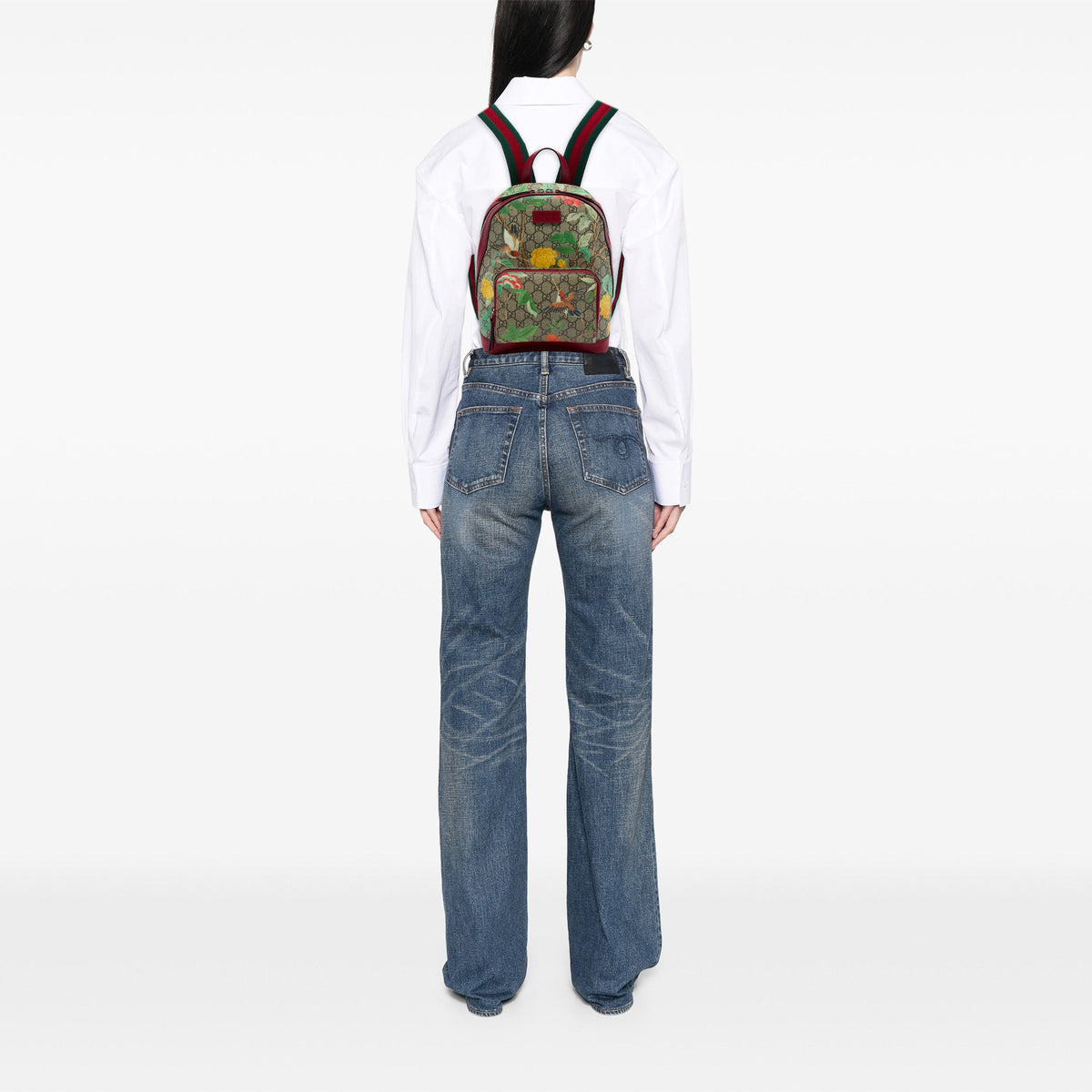 Gucci Small GG Supreme Web Tian Backpack — Beige