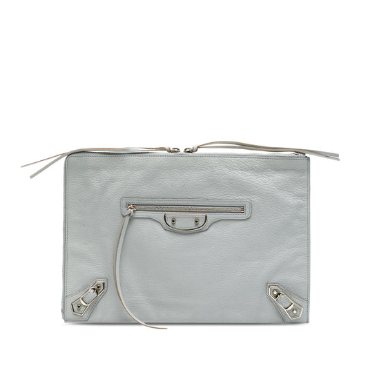 Balenciaga Calfskin Motocross Classic Zip Around Flat Clutch