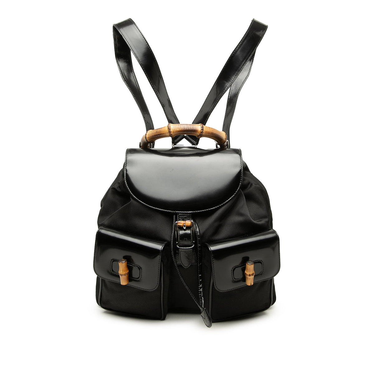 Gucci Large Nylon Bamboo Drawstring Backpack — Black
