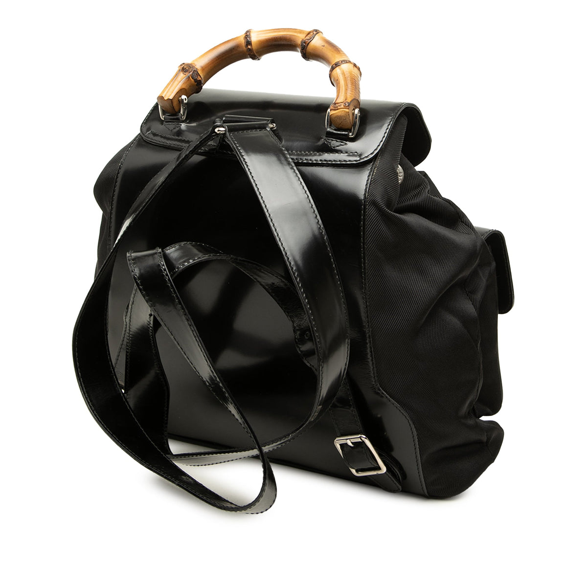 Gucci Large Nylon Bamboo Drawstring Backpack — Black