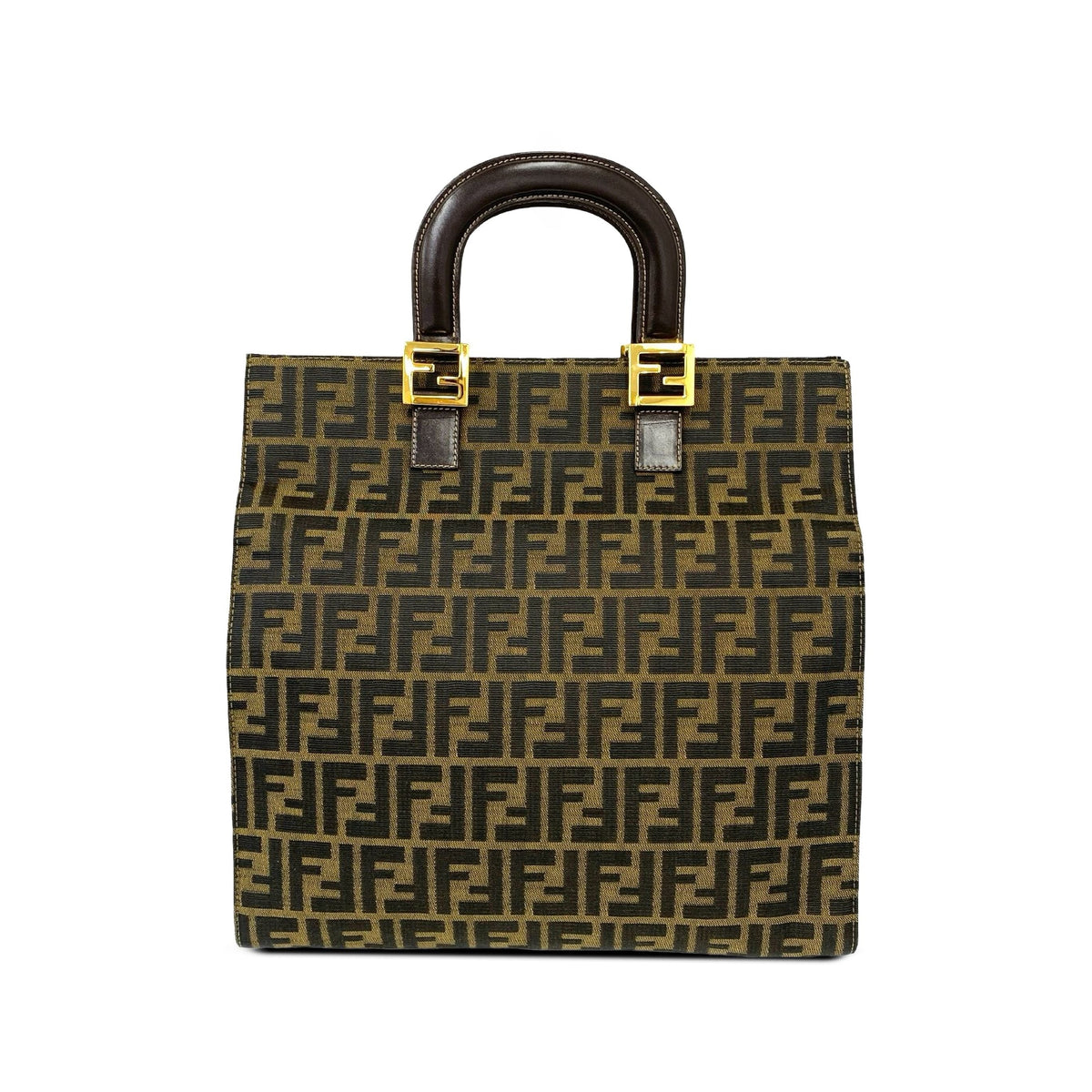 Fendi Zucca Canvas Twins Tote — Brown
