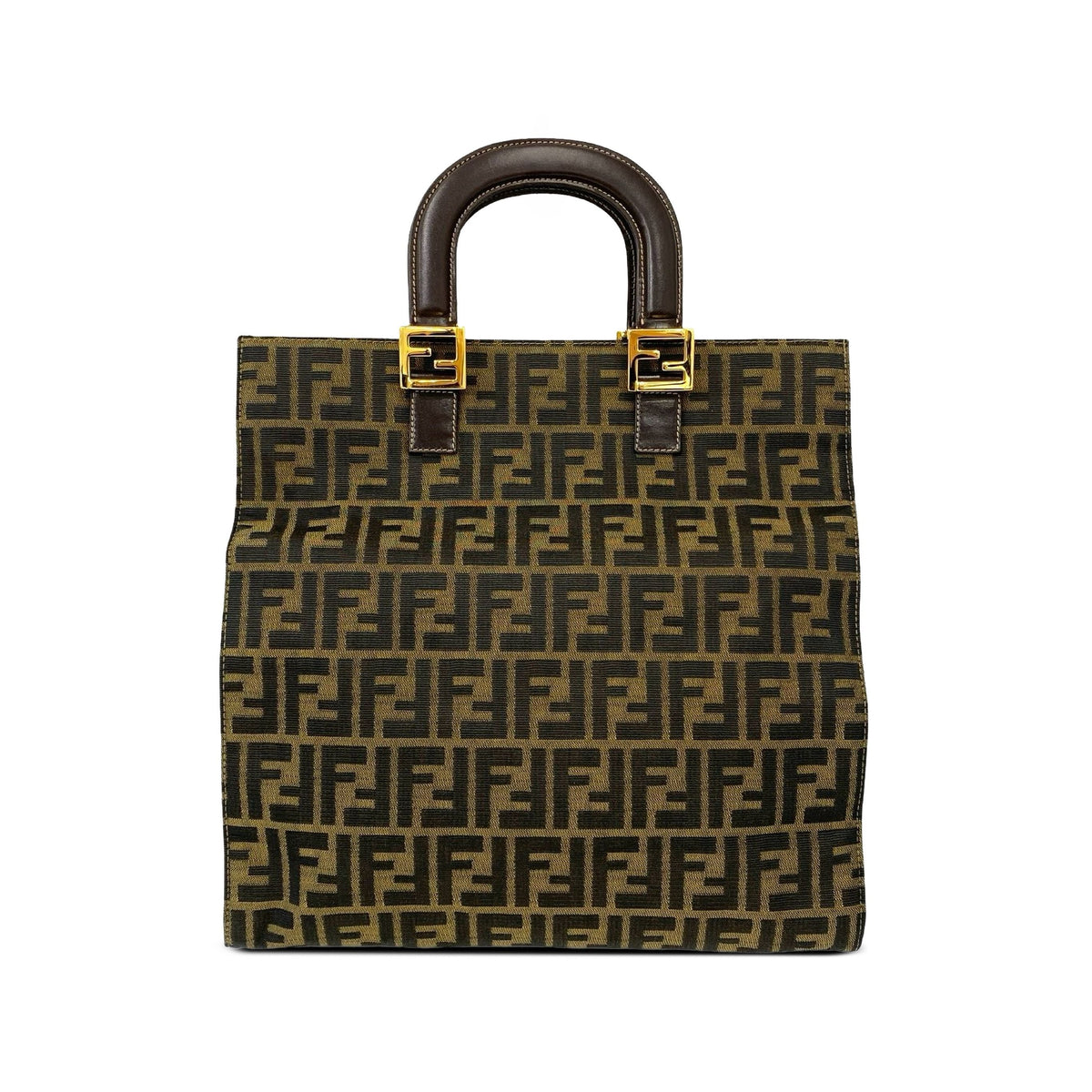 Fendi Zucca Canvas Twins Tote — Brown