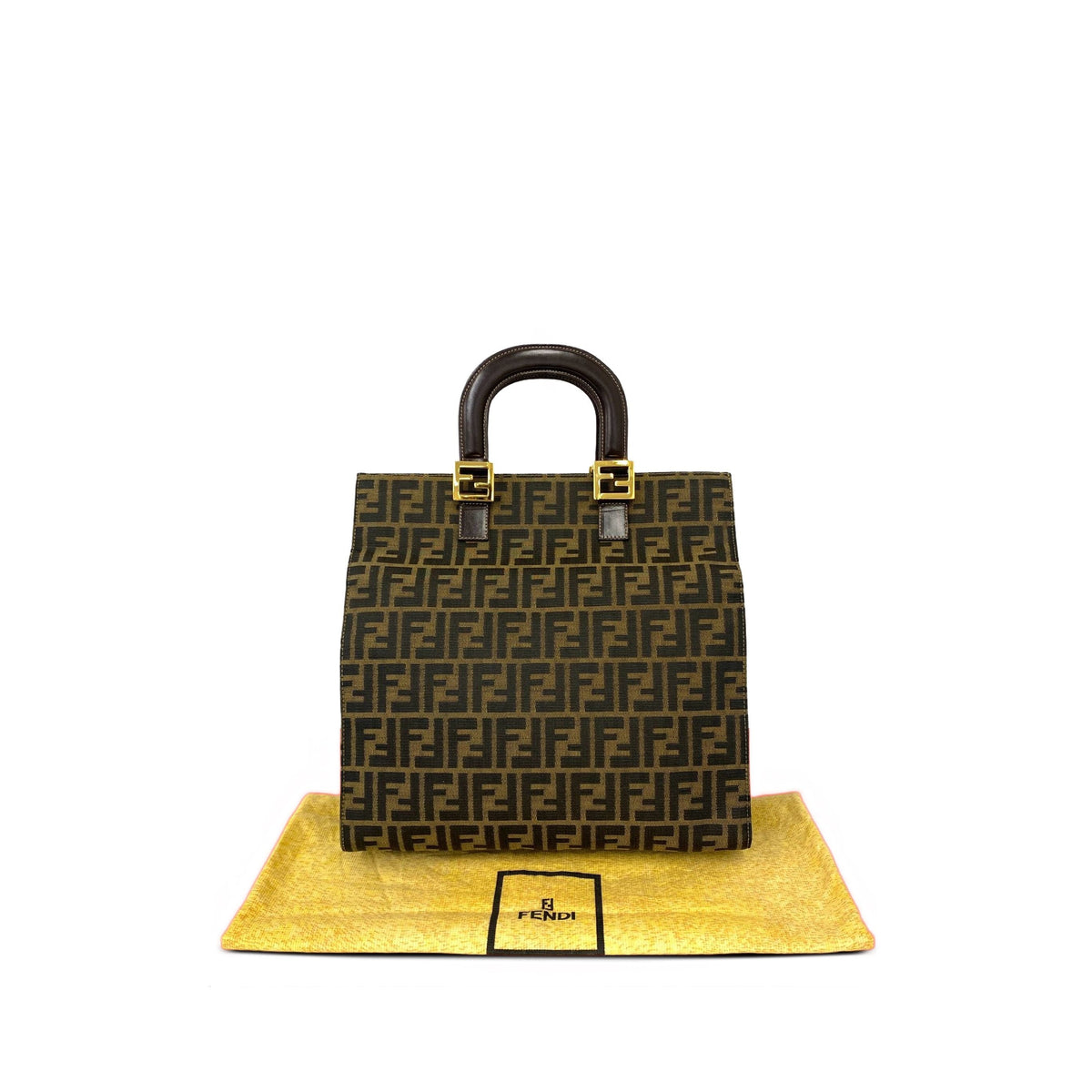 Fendi Zucca Canvas Twins Tote — Brown