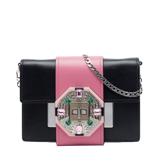 Prada City Calf Crystal Embellished Ribbon Bag