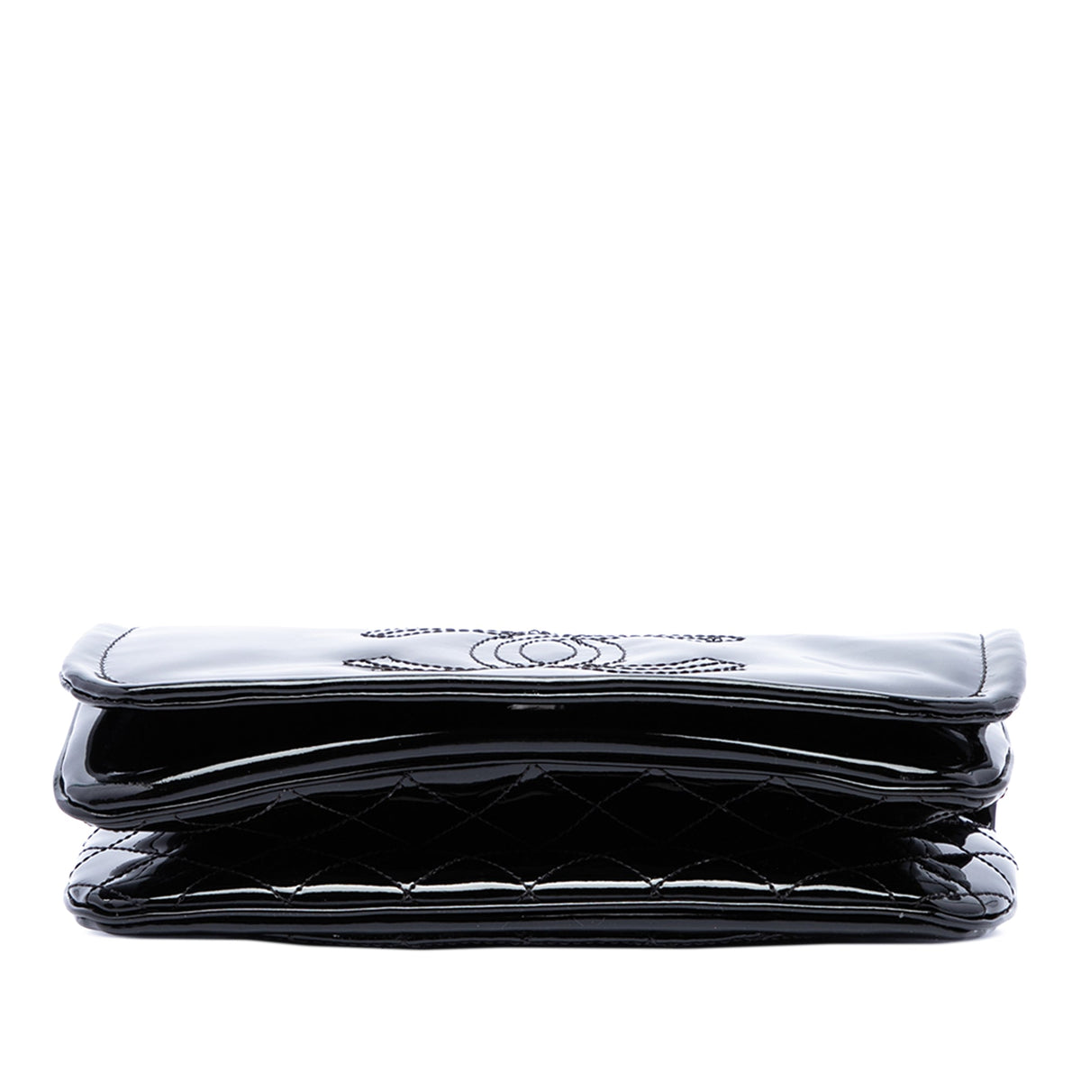 Chanel CC Patent Lipstick Ligne Flap — Black