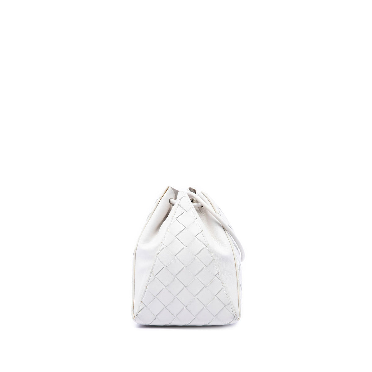 Bottega Veneta Nappa Intrecciato Mini Knot Bucket Bag — White