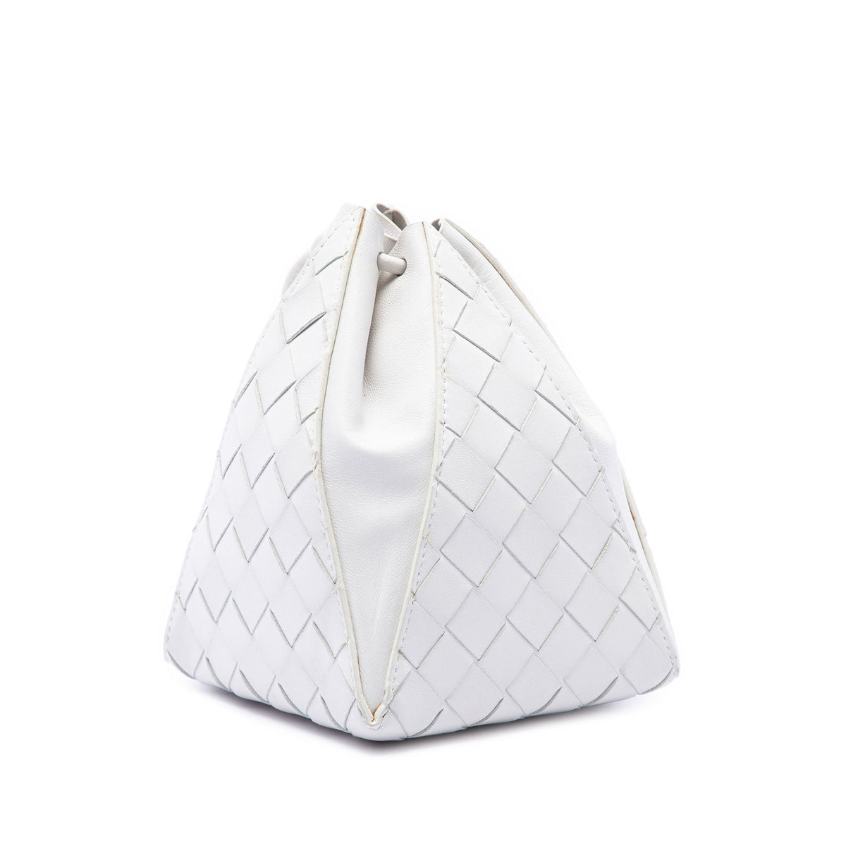 Bottega Veneta Nappa Intrecciato Mini Knot Bucket Bag — White