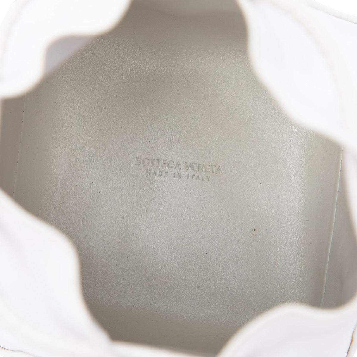 Bottega Veneta Nappa Intrecciato Mini Knot Bucket Bag — White