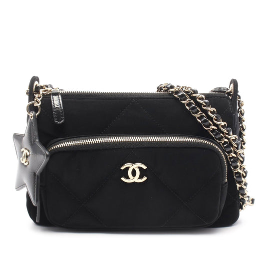 Chanel Coco Neige Velvet Effect Nylon Clutch with Chain