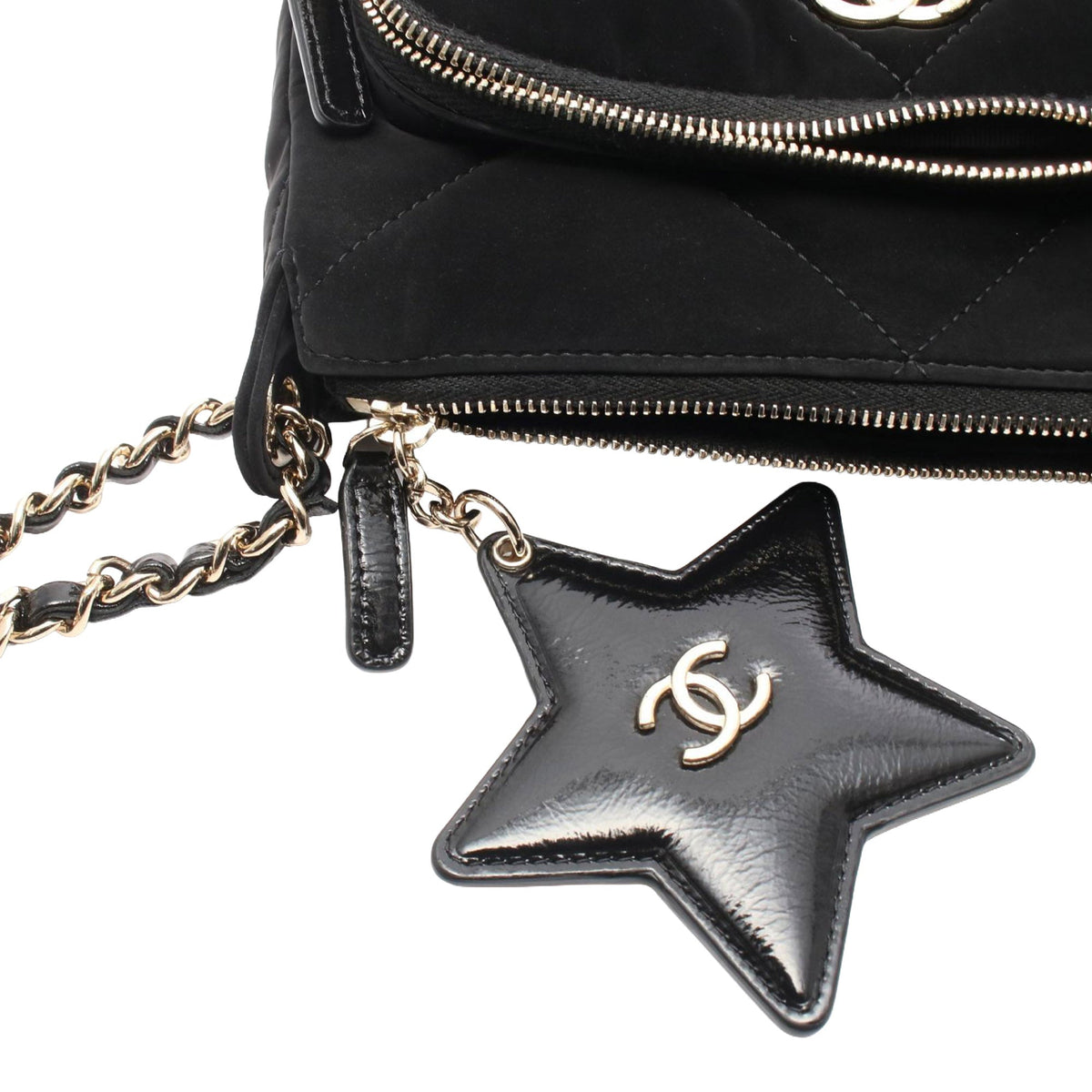 Chanel Coco Neige Velvet Effect Nylon Clutch with Chain
