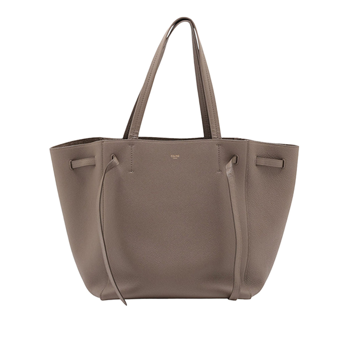 Celine Small Leather Phantom Cabas Tote — Gray