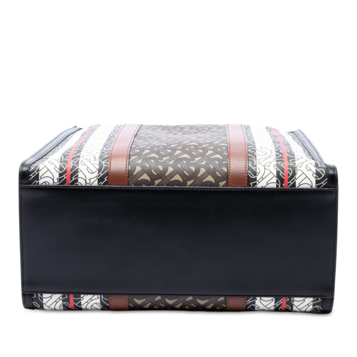 Burberry TB Monogram E-Canvas Stripe Vertical Tote — Brown