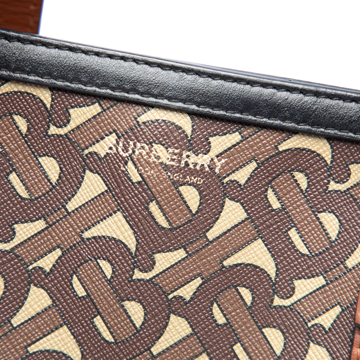 Burberry TB Monogram E-Canvas Stripe Vertical Tote — Brown