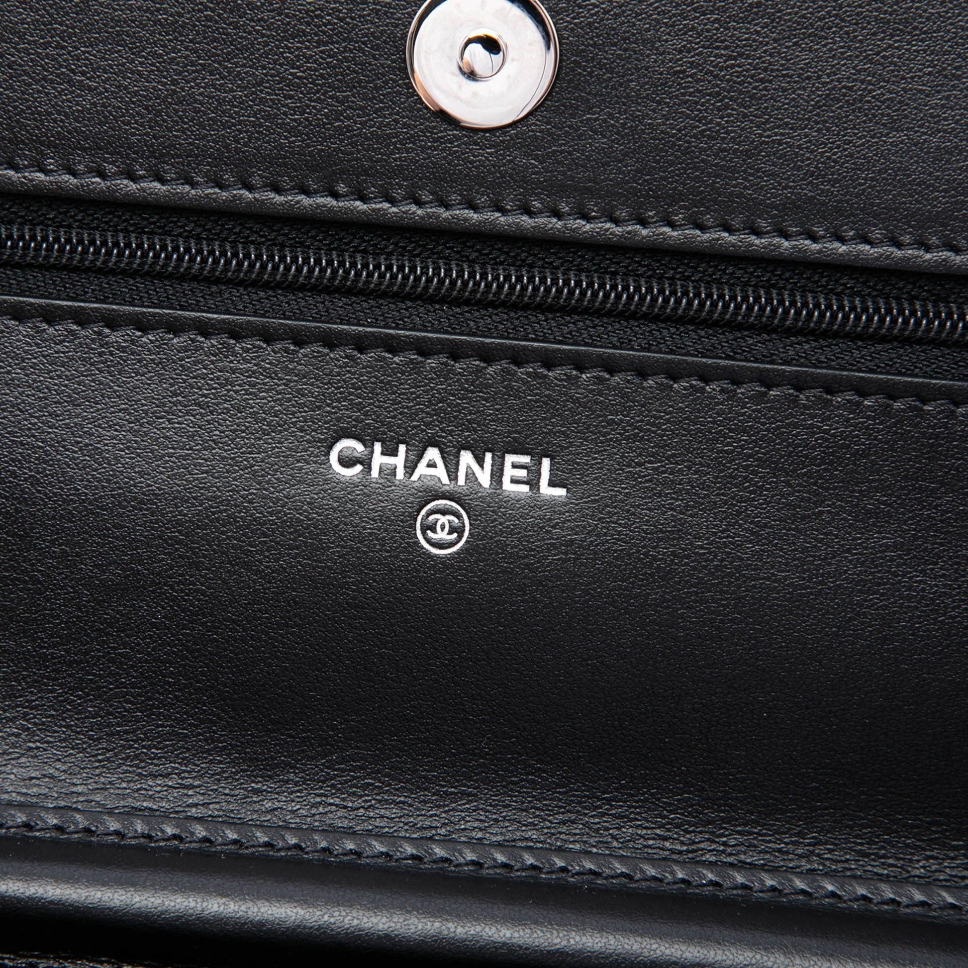 Chanel CC Bicolor Quilted Patent Wallet on Chain