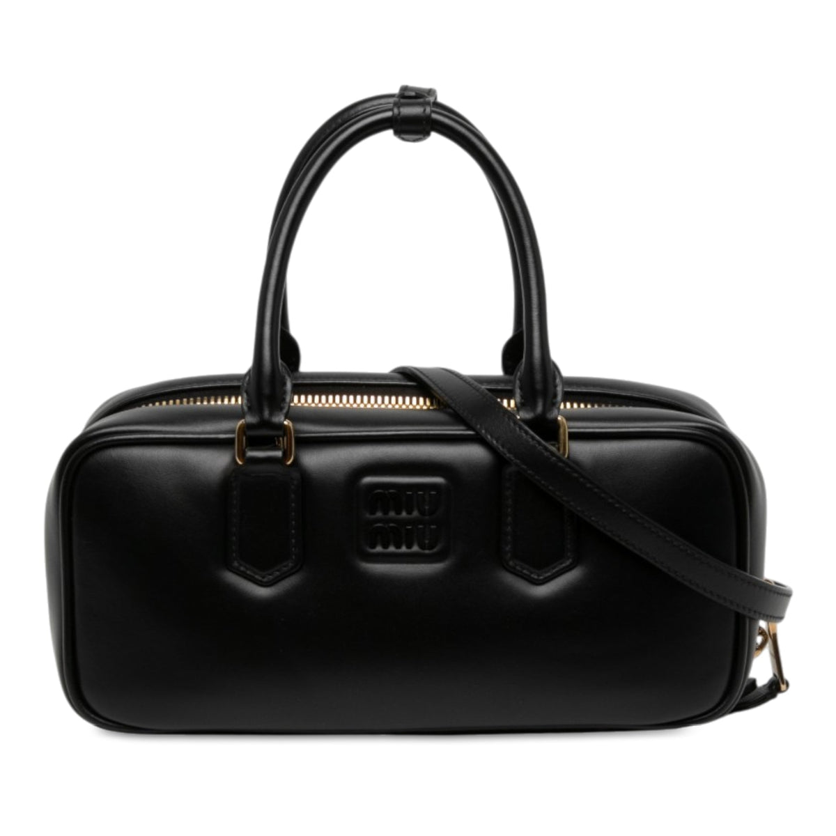 Miu Miu Leather Arcadie Satchel — Black