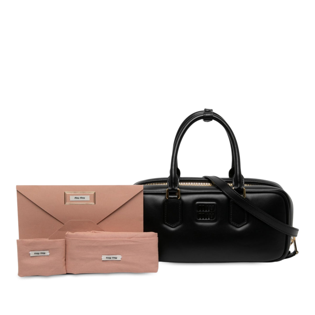 Miu Miu Leather Arcadie Satchel — Black