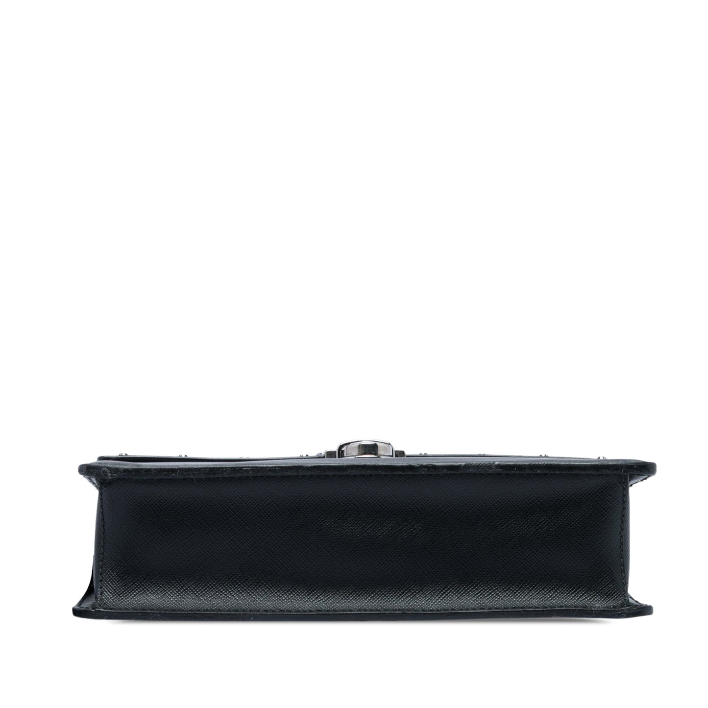 Prada Studded Saffiano Push Lock Wristlet Clutch