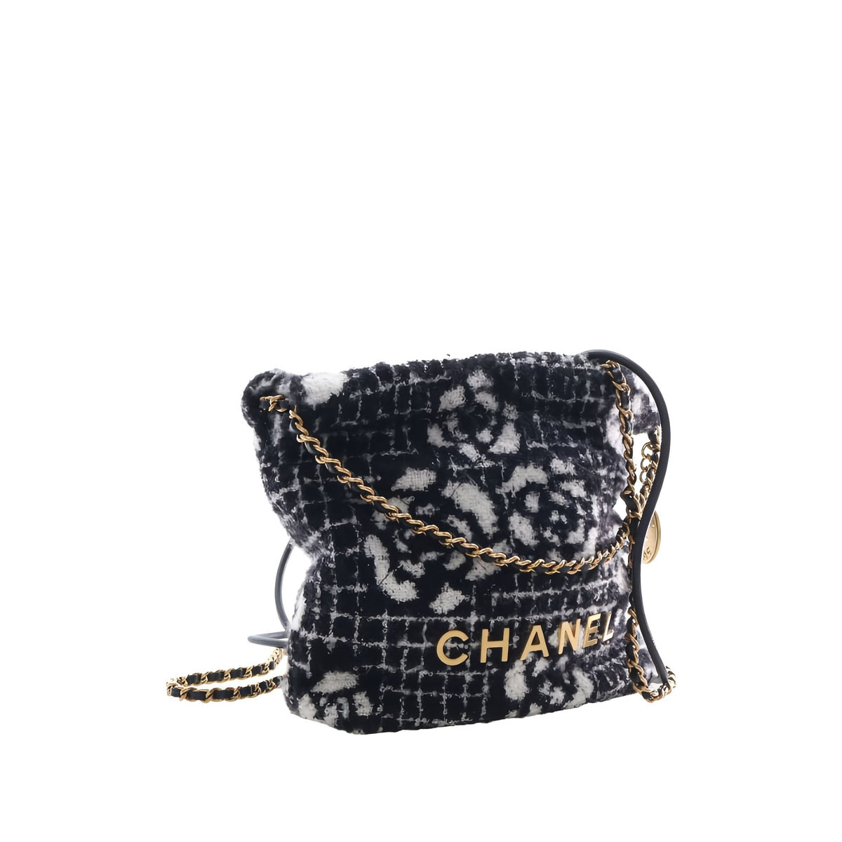 Chanel Mini Cashmere Camellia 22 Handbag — Black