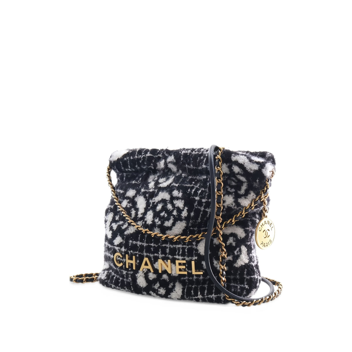 Chanel Mini Cashmere Camellia 22 Handbag — Black