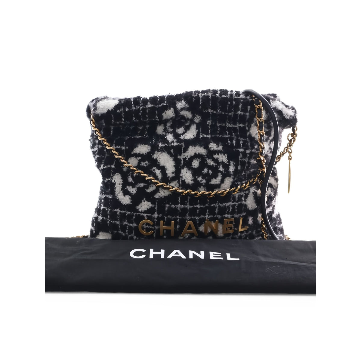 Chanel Mini Cashmere Camellia 22 Handbag — Black