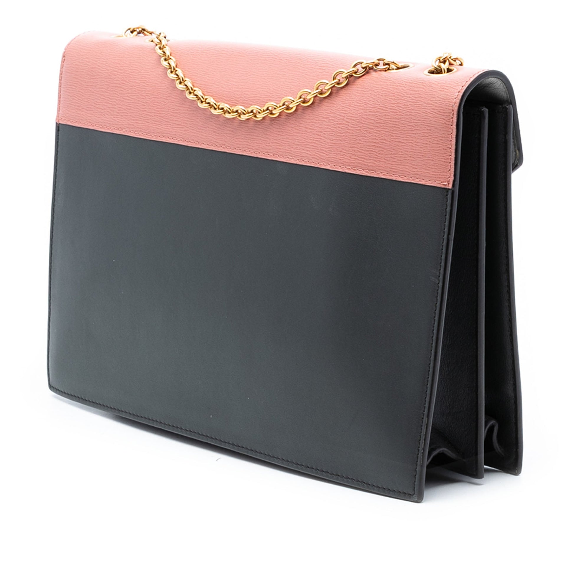Celine Tricolor Leather and Suede Pocket Envelope Wallet on Chain