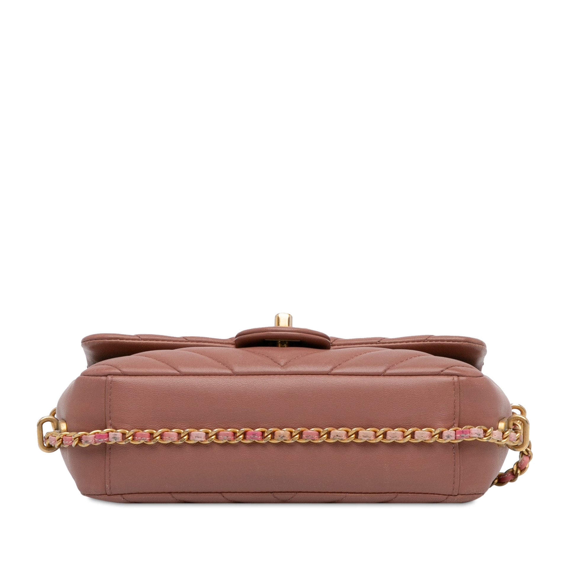 Chanel Mini Rectangular Chevron Lambskin Chain Around Flap