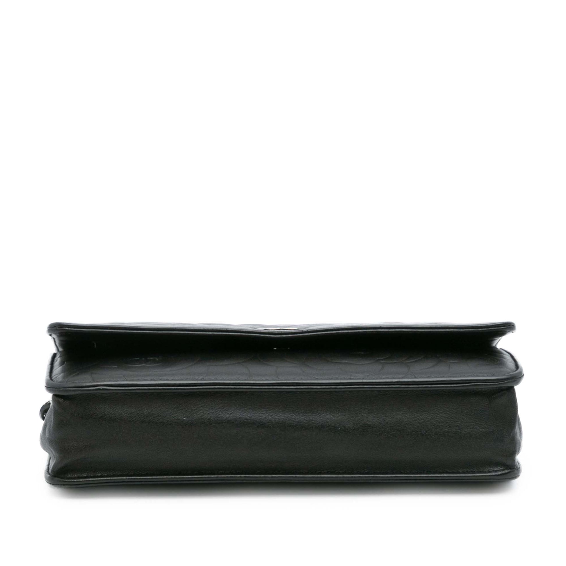 Chanel CC Embossed Lambskin Camellia Wallet On Chain