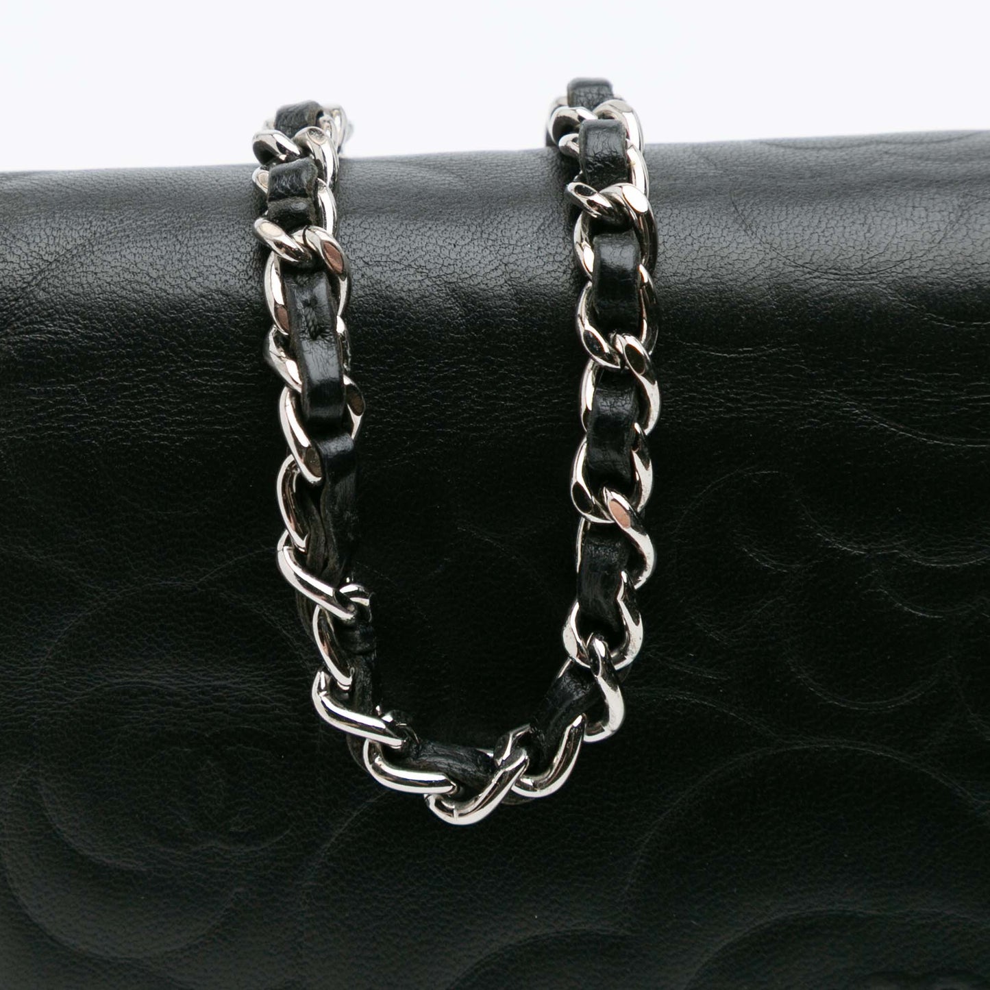 Chanel CC Embossed Lambskin Camellia Wallet On Chain