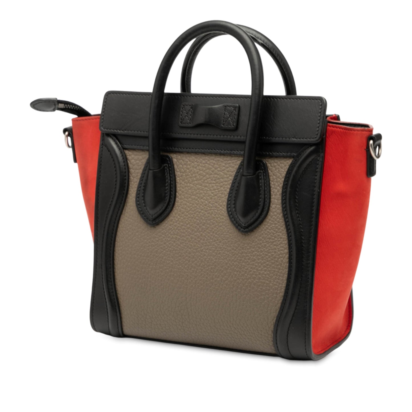 Celine Nano Tricolor Nubuck and Drummed Calfskin Luggage Tote