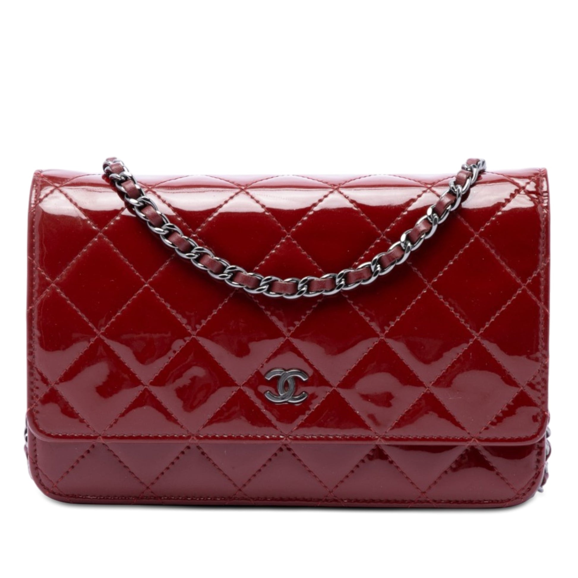 Chanel CC Quilted Patent Wallet on Chain
