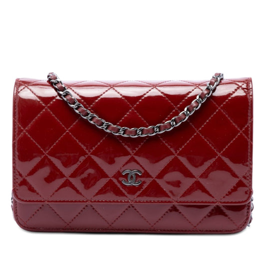 Chanel CC Quilted Patent Wallet on Chain