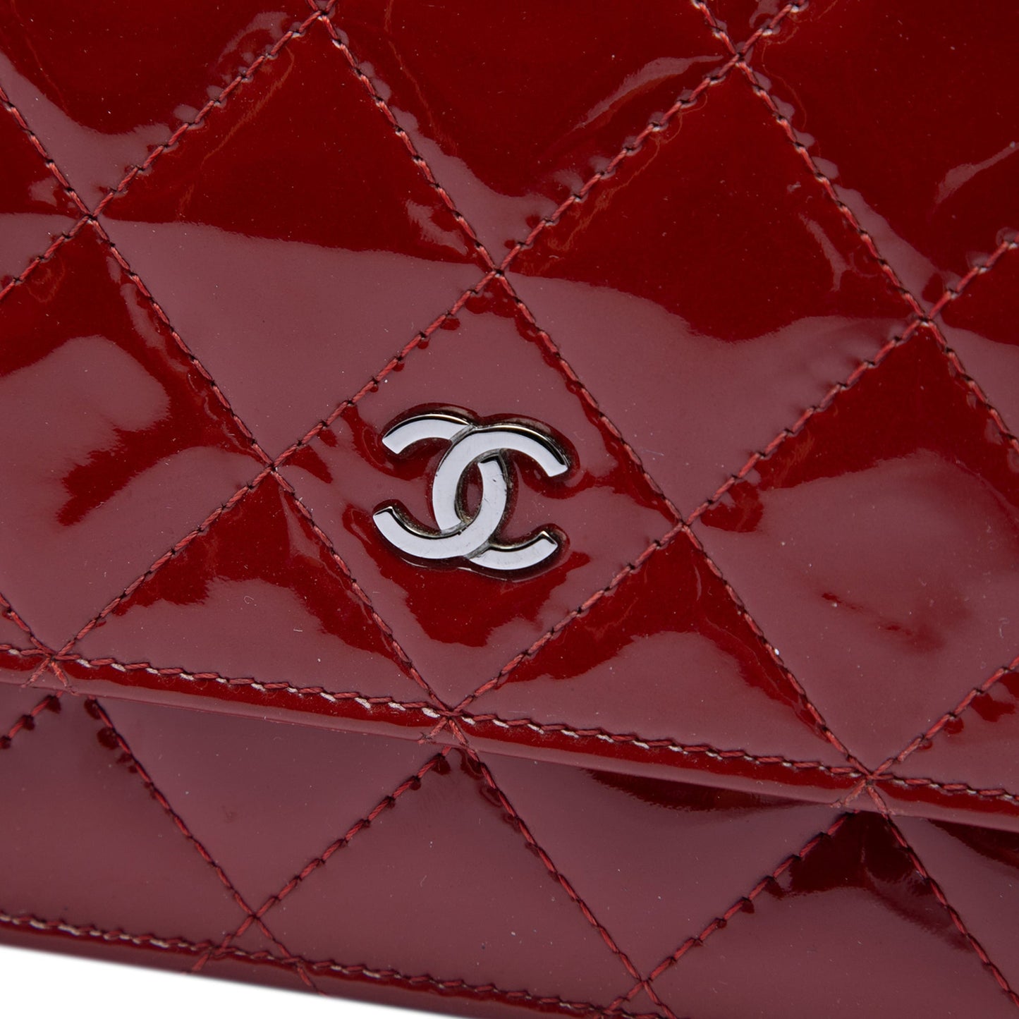 Chanel CC Quilted Patent Wallet on Chain