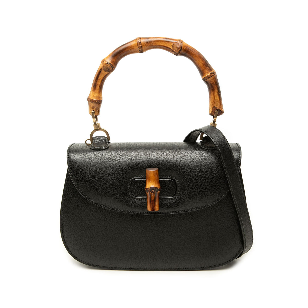 Gucci Grained Calfskin Bamboo Night — Black