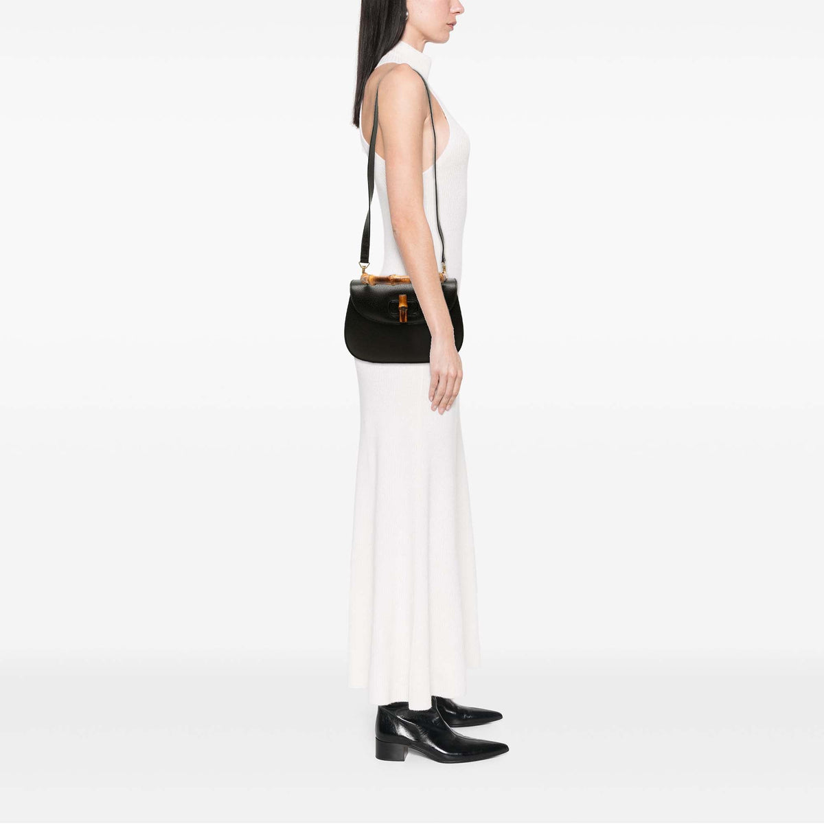 Gucci Grained Calfskin Bamboo Night — Black