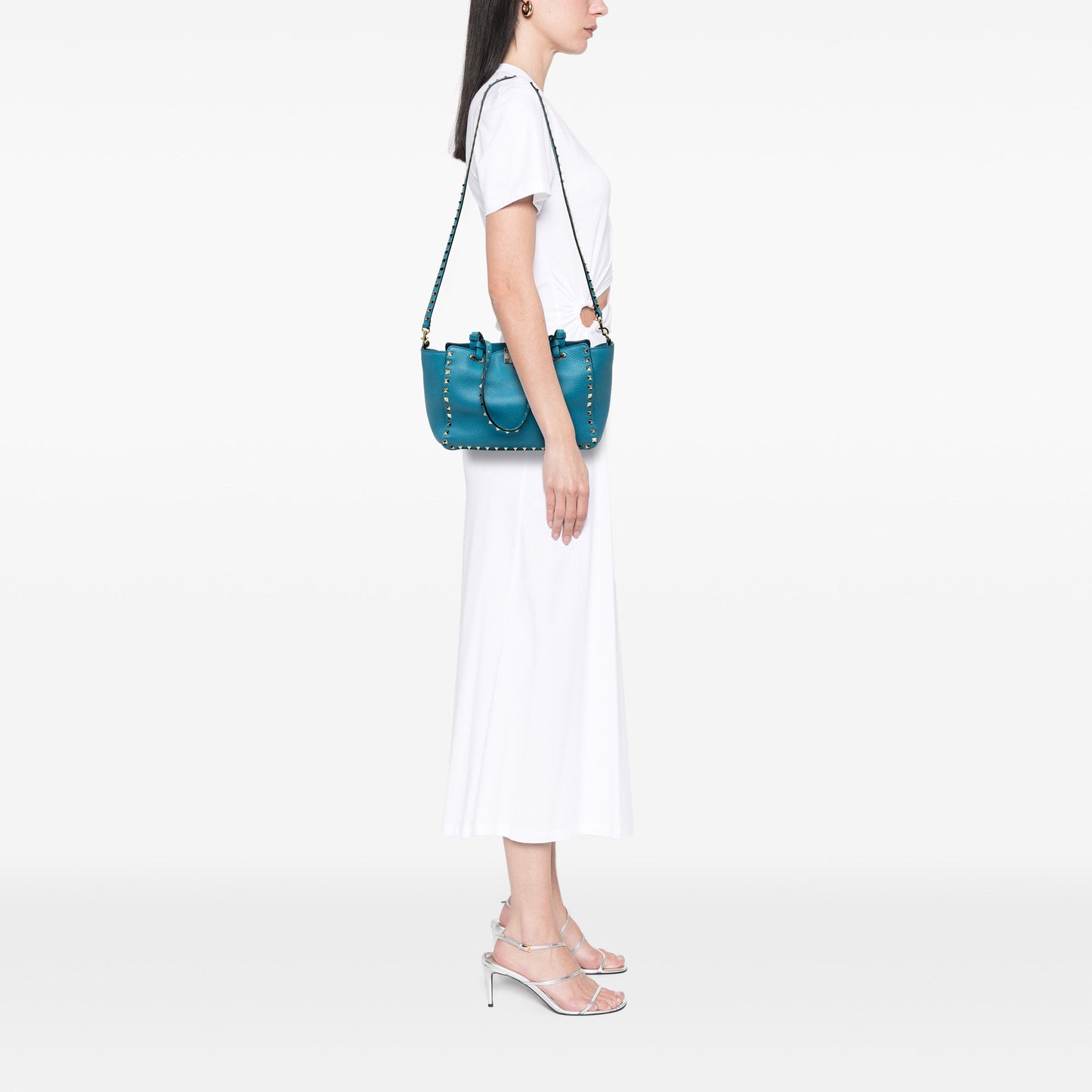 Valentino Small Grained Calfskin Rockstud Trapeze Satchel