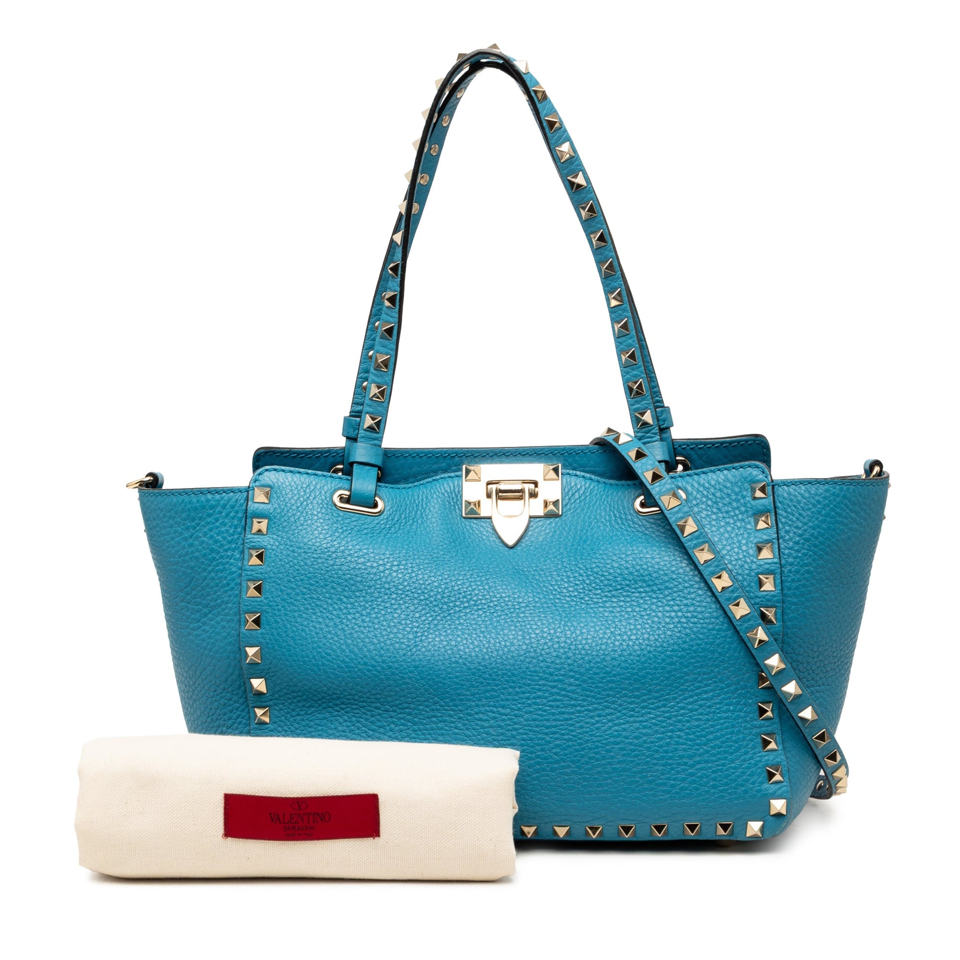 Valentino Small Grained Calfskin Rockstud Trapeze Satchel
