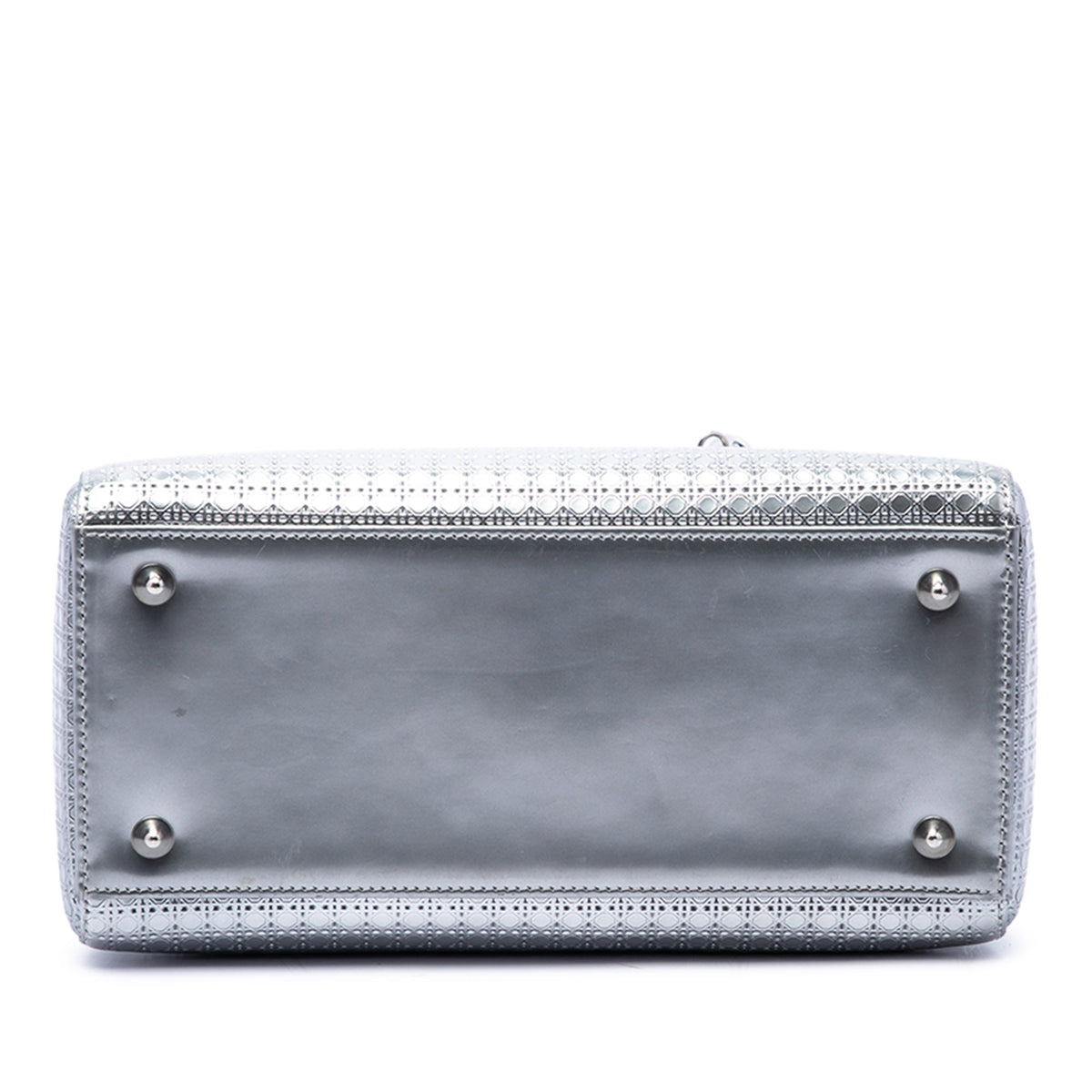 Dior Medium Metallic Patent Microcannage Lady Dior — Silver