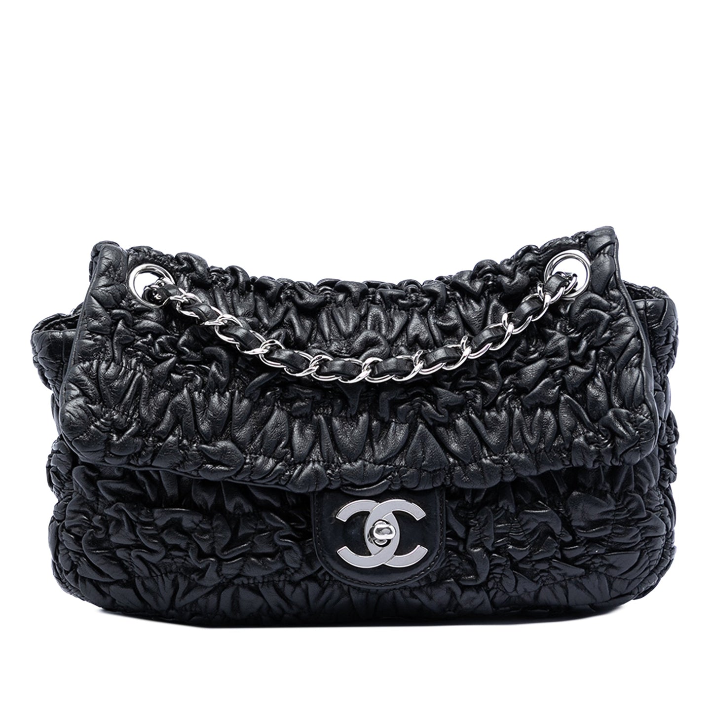 Chanel Medium Ruched Lambskin Astrakhan Flap