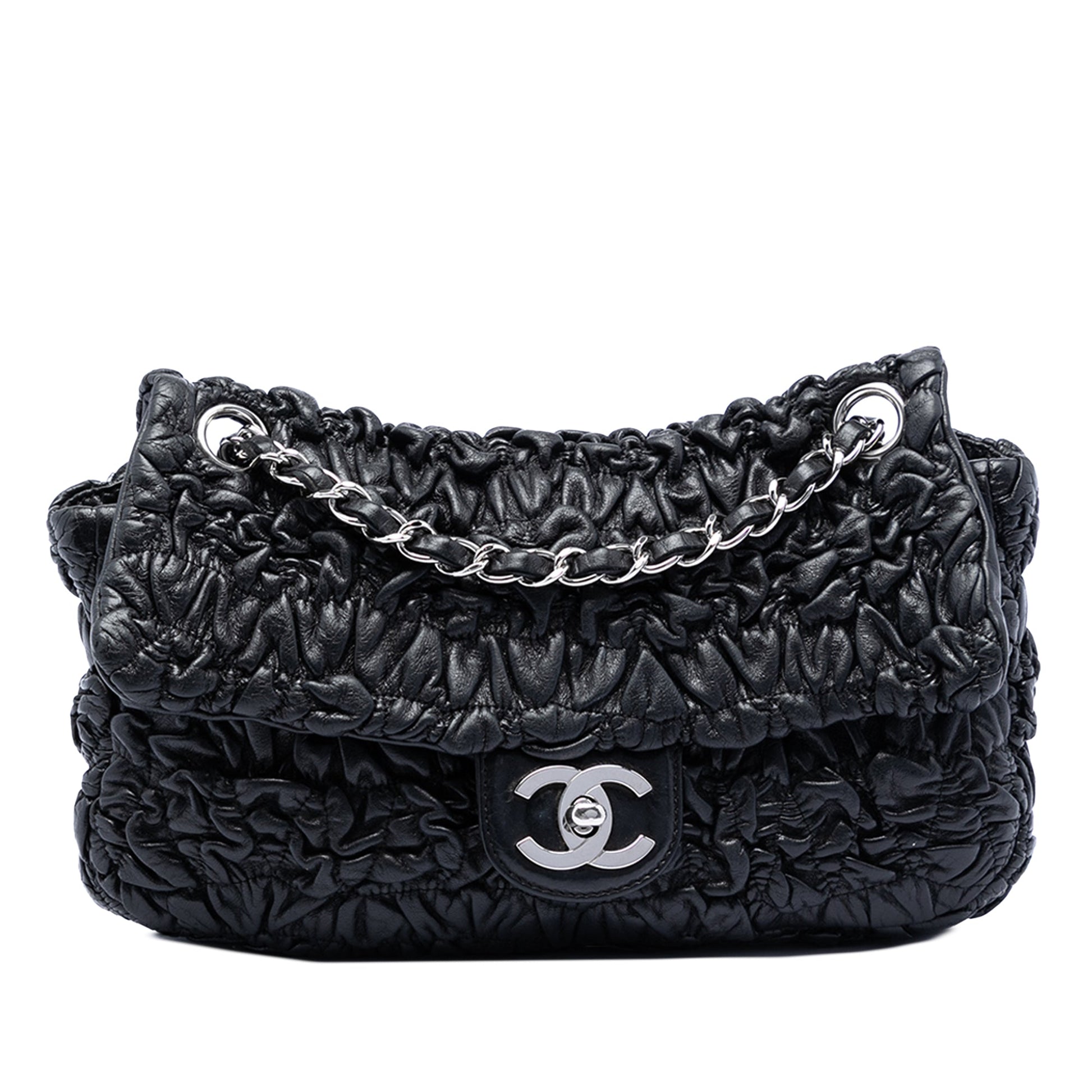 Chanel Medium Ruched Lambskin Astrakhan Flap