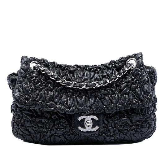 Chanel Medium Ruched Lambskin Astrakhan Flap