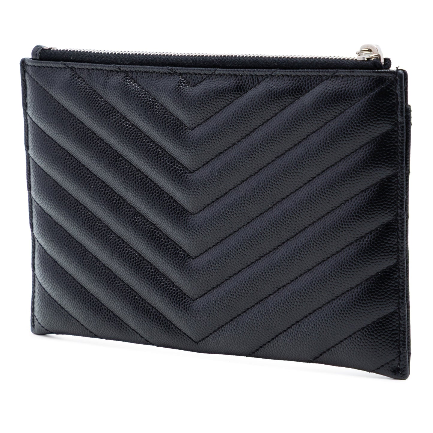 Saint Laurent Grain De Poudre Chevron Monogram Bill Pouch