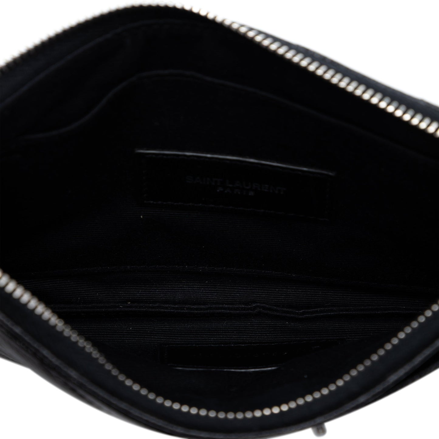 Saint Laurent Grain De Poudre Chevron Monogram Bill Pouch