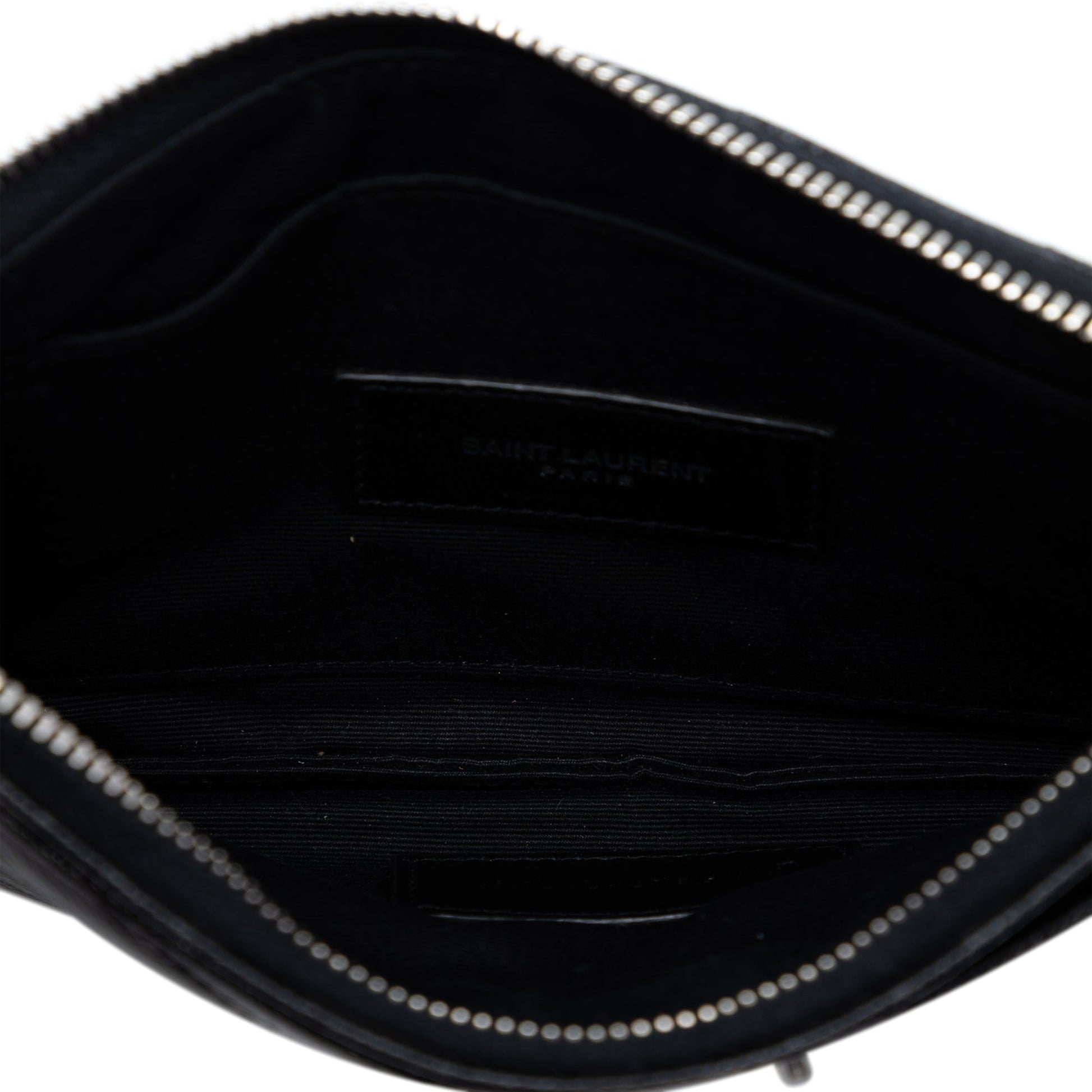 Saint Laurent Grain De Poudre Chevron Monogram Bill Pouch