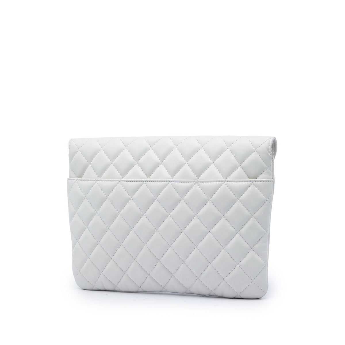 Chanel Quilted Calfskin Logo Enchained Clutch