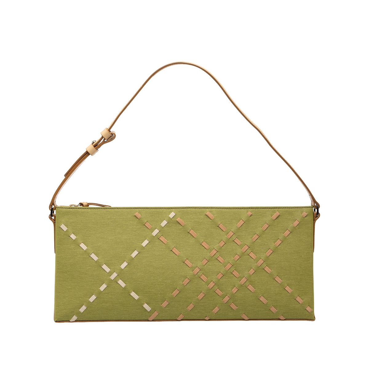 Burberry Stitched Supernova Check Satin Shoulder Bag — Green