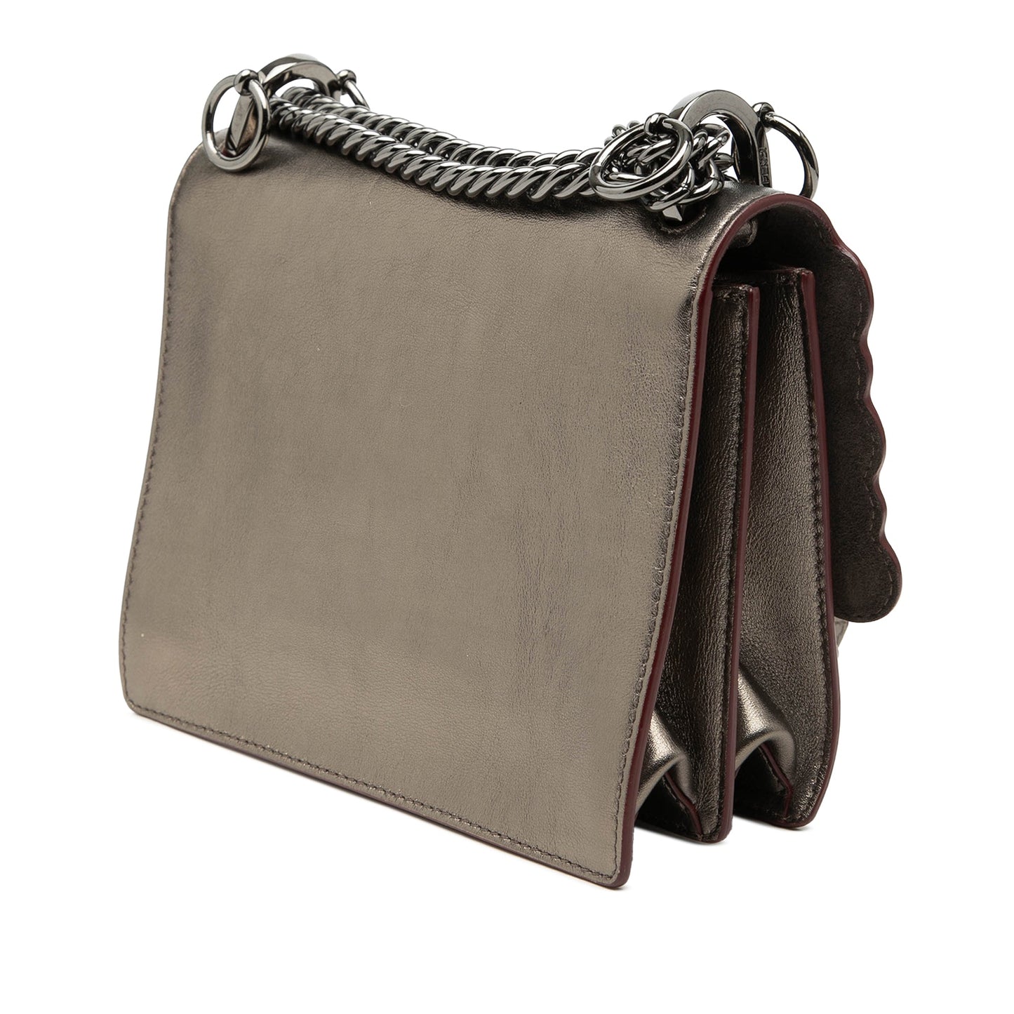 Fendi Mini Scalloped Metallic Studded Leather Kan I Crossbody