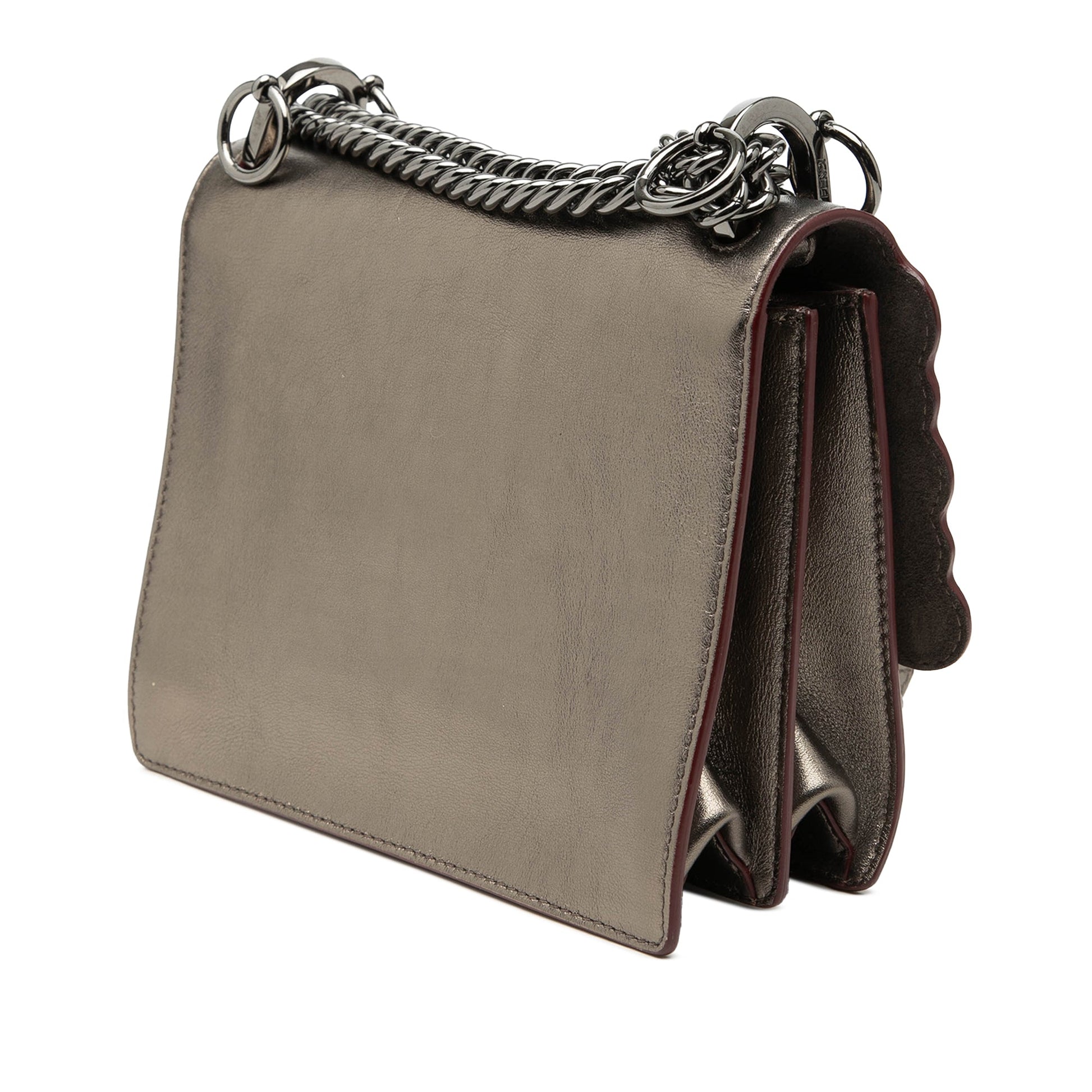 Fendi Mini Scalloped Metallic Studded Leather Kan I Crossbody